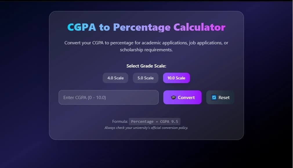 How to Use CGPA to Percentage Calculator