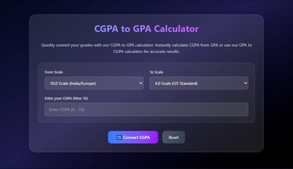 How to Use the CGPA to GPA Calculator