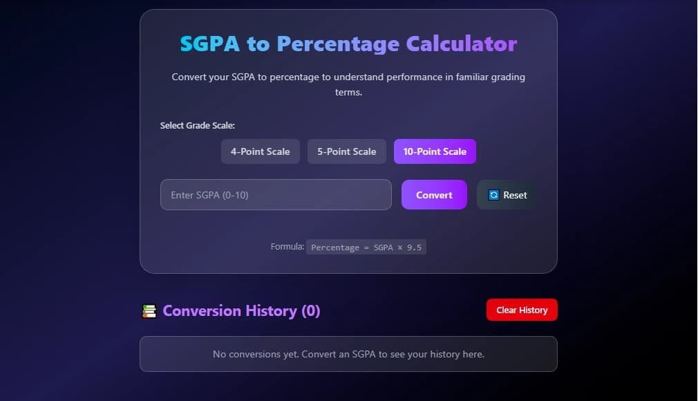 How to Use the SGPA to Percentage Calculator