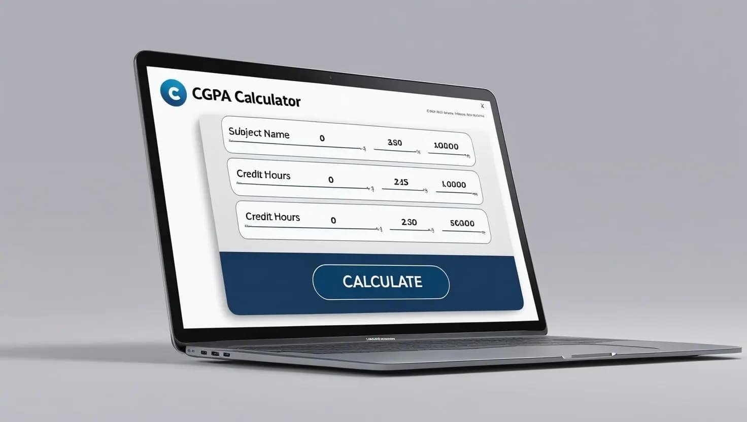 Student using an online calculator on a laptop