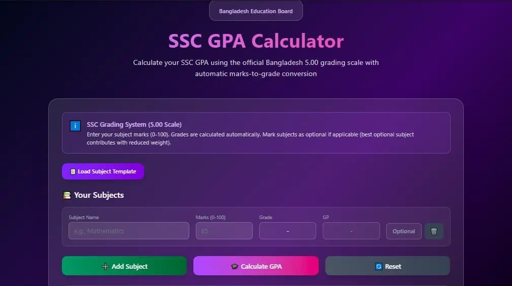 how to use ssc gpa calculator