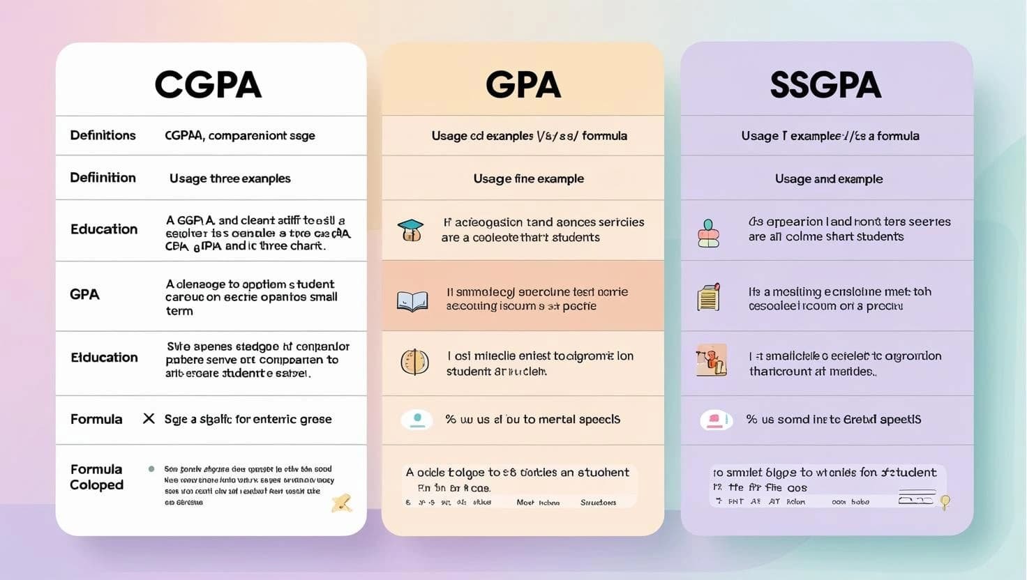 Comparison chart showing differences between CGPA, SGPA, and GPA
